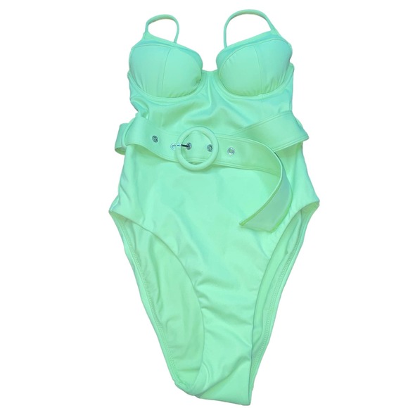 Jonathan SIMKHAI Noa Belted Underwire One Piece Swimsuit LIME XS - Picture 13 of 14